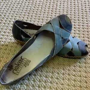 Like new Rieker peep toe wedges size 40